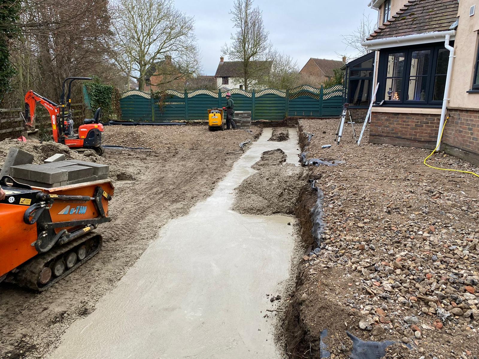 Pouring Cement on Backyard Landscape by My Virtual Garden Design