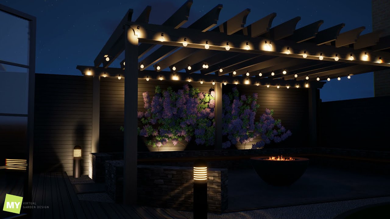 Garden and Gazebo with Lights by My Virtual Garden Design